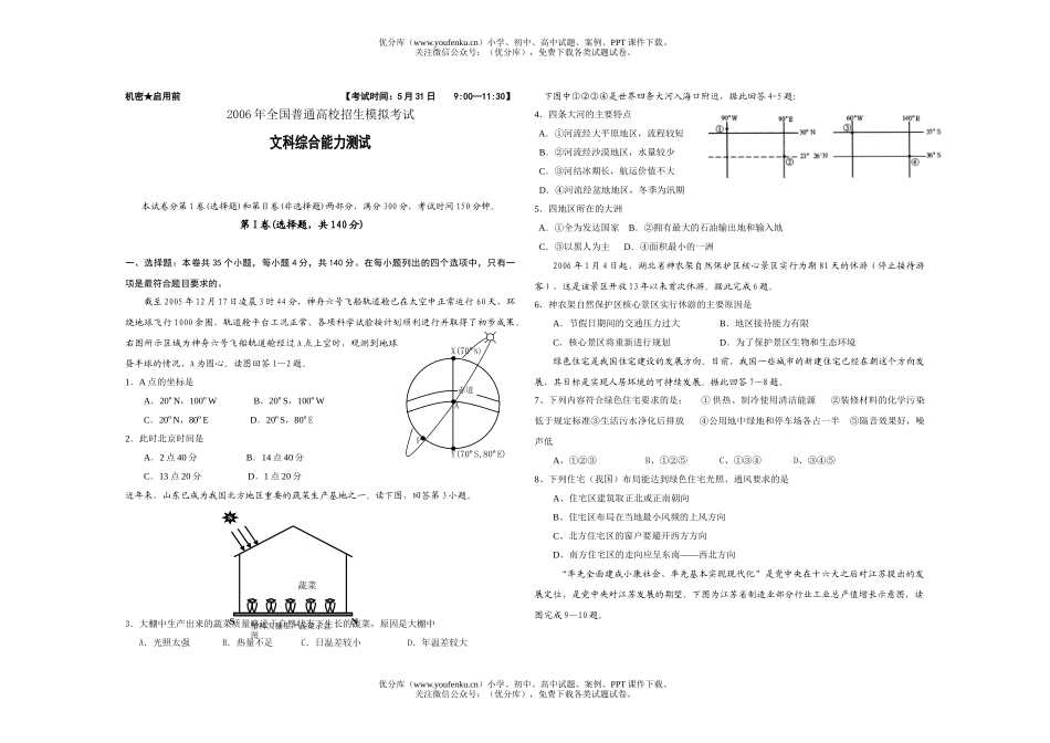 高中三年级地理文科复习综合复习题试卷_第1页