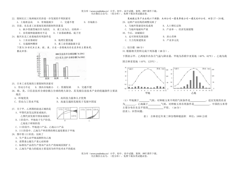 高中三年级地理十月月考试卷_第2页