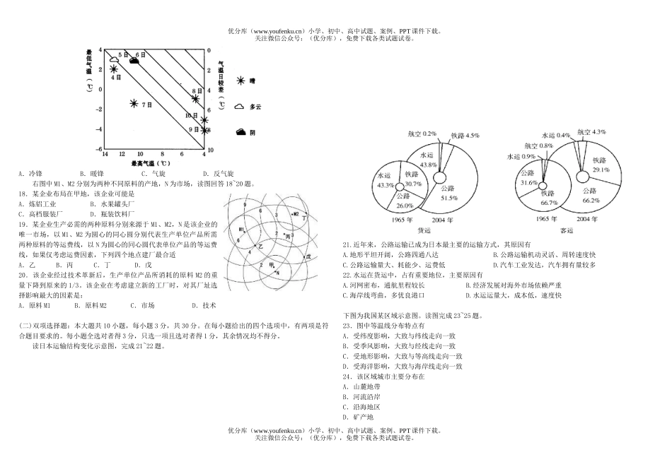 高中三年级地理第五次月考试卷_第3页