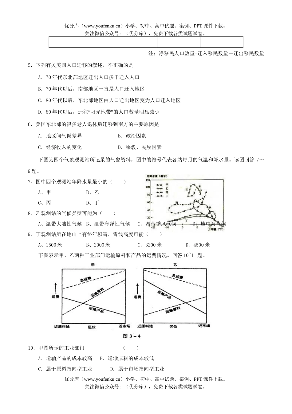 高中三年级地理仿真调研测试卷_第1页