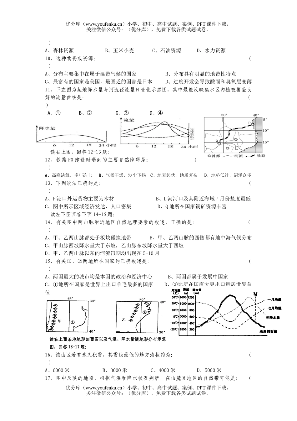 高中三年级地理上学期综合练习卷5试卷_第2页