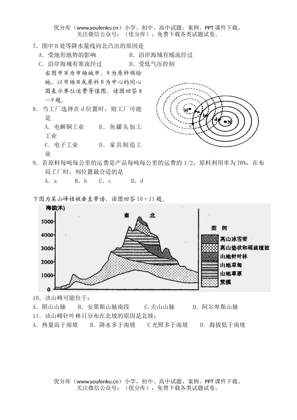 高中三年级地理选择题练习2试卷_第2页