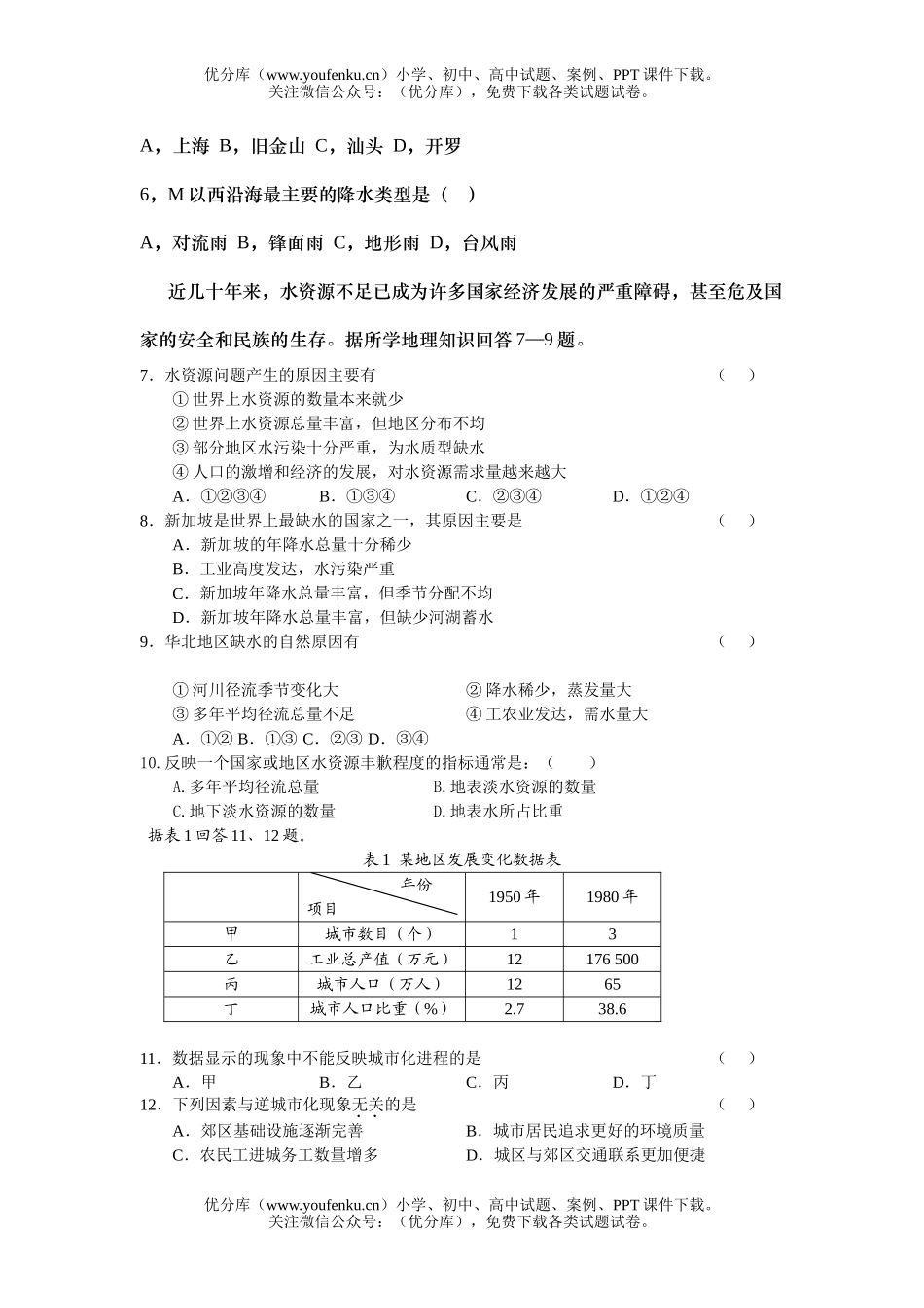 高中三年级地理调研测试卷_第2页