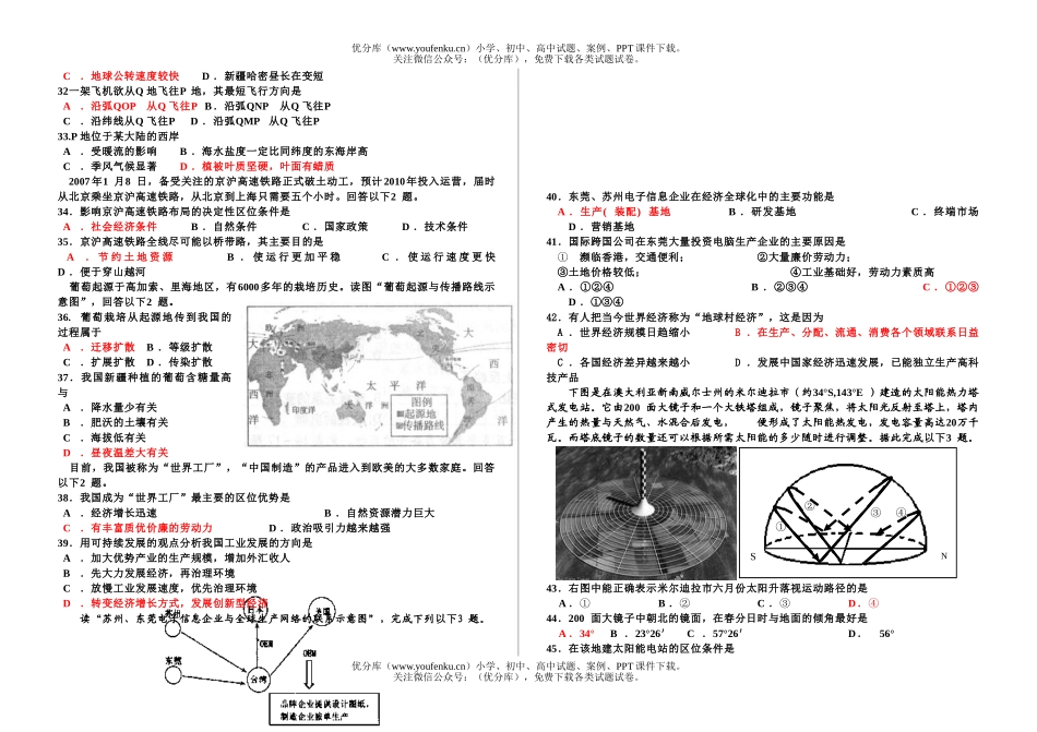 高中三年级地理综合4实验试卷_第3页