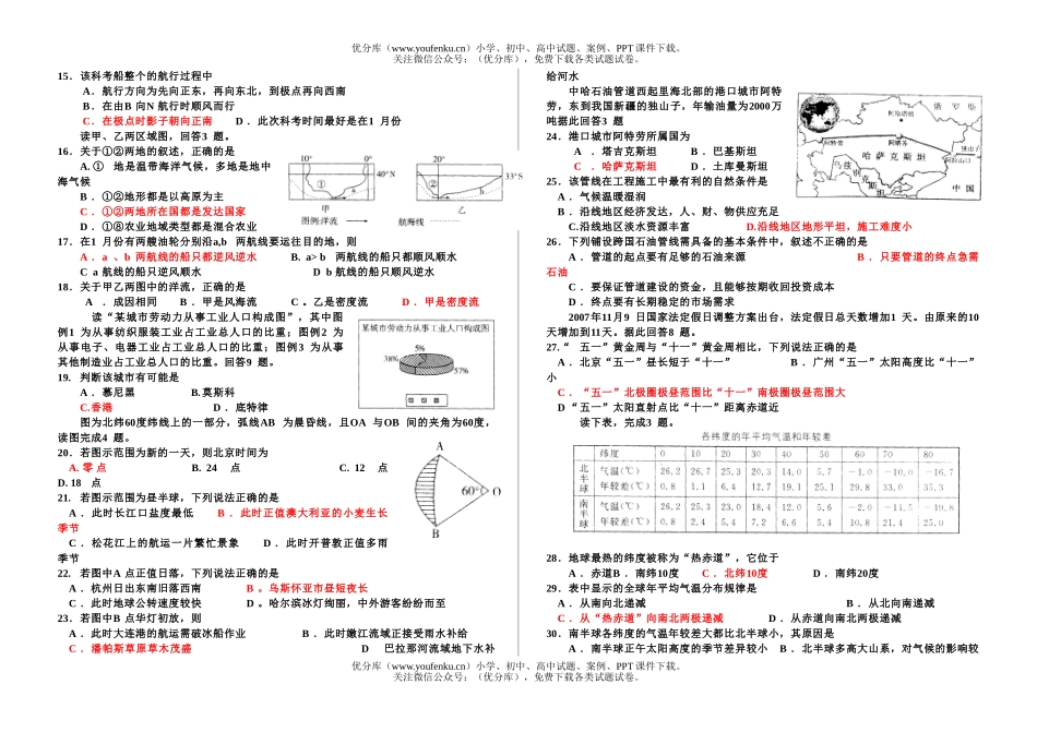 高中三年级地理综合2实验试卷_第2页