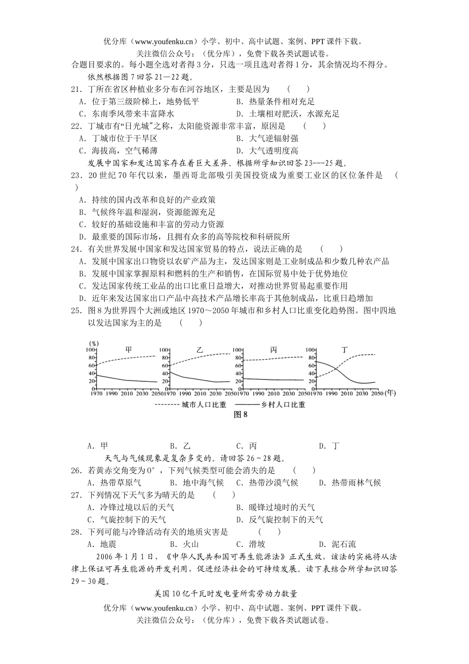 高中三年级地理复习试卷_第2页