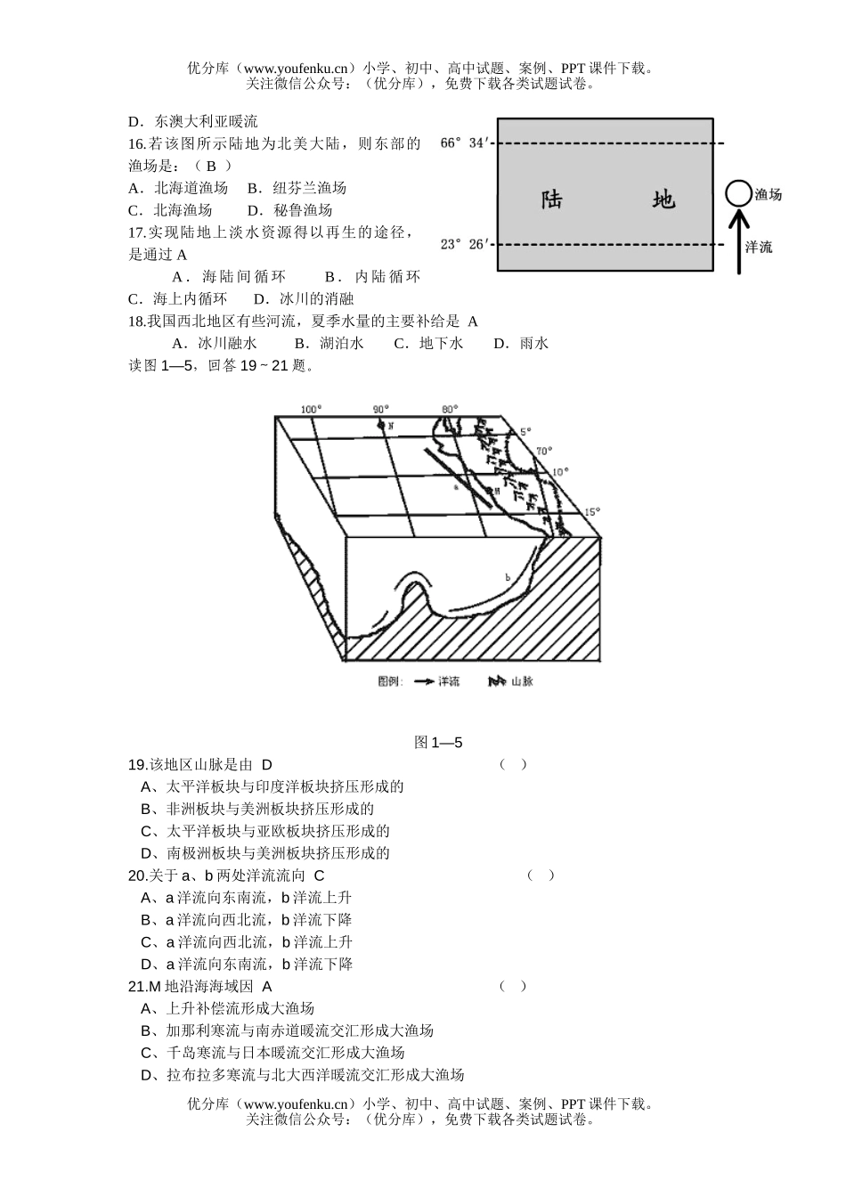 高中三年级地理地球上的水试卷_第2页