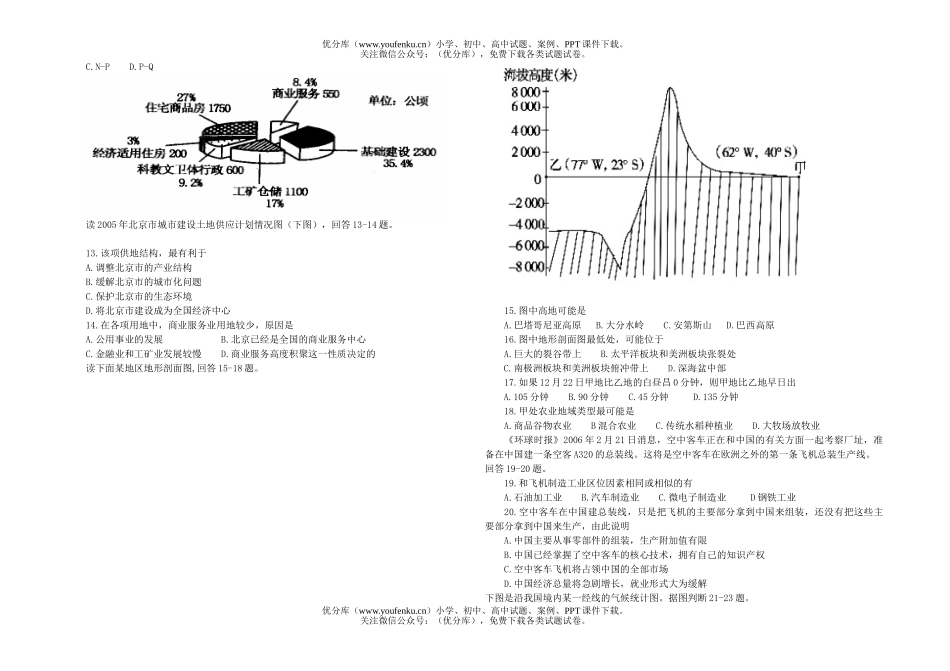 高中三年级地理上学期第一次月考试卷_第2页