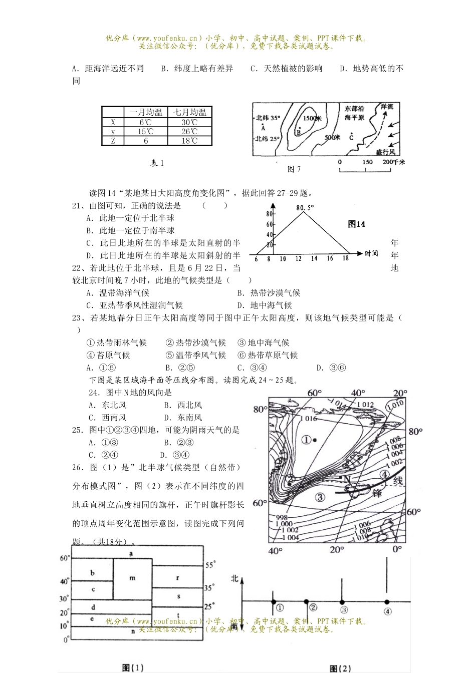 高中三年级地理高上学期第三次月考试卷_第3页