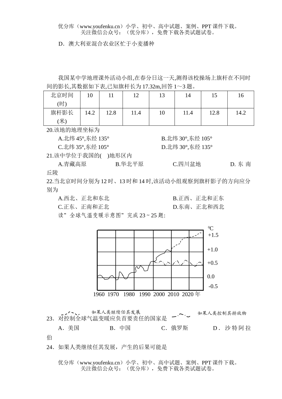高中三年级地理2007届第二次月考试卷_第3页