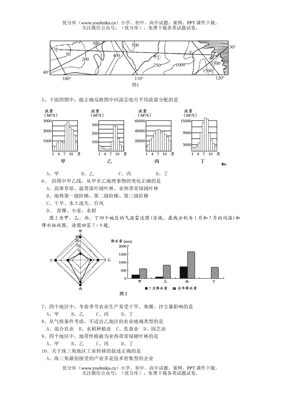 高中三年级地理第二次模拟考试卷_第2页