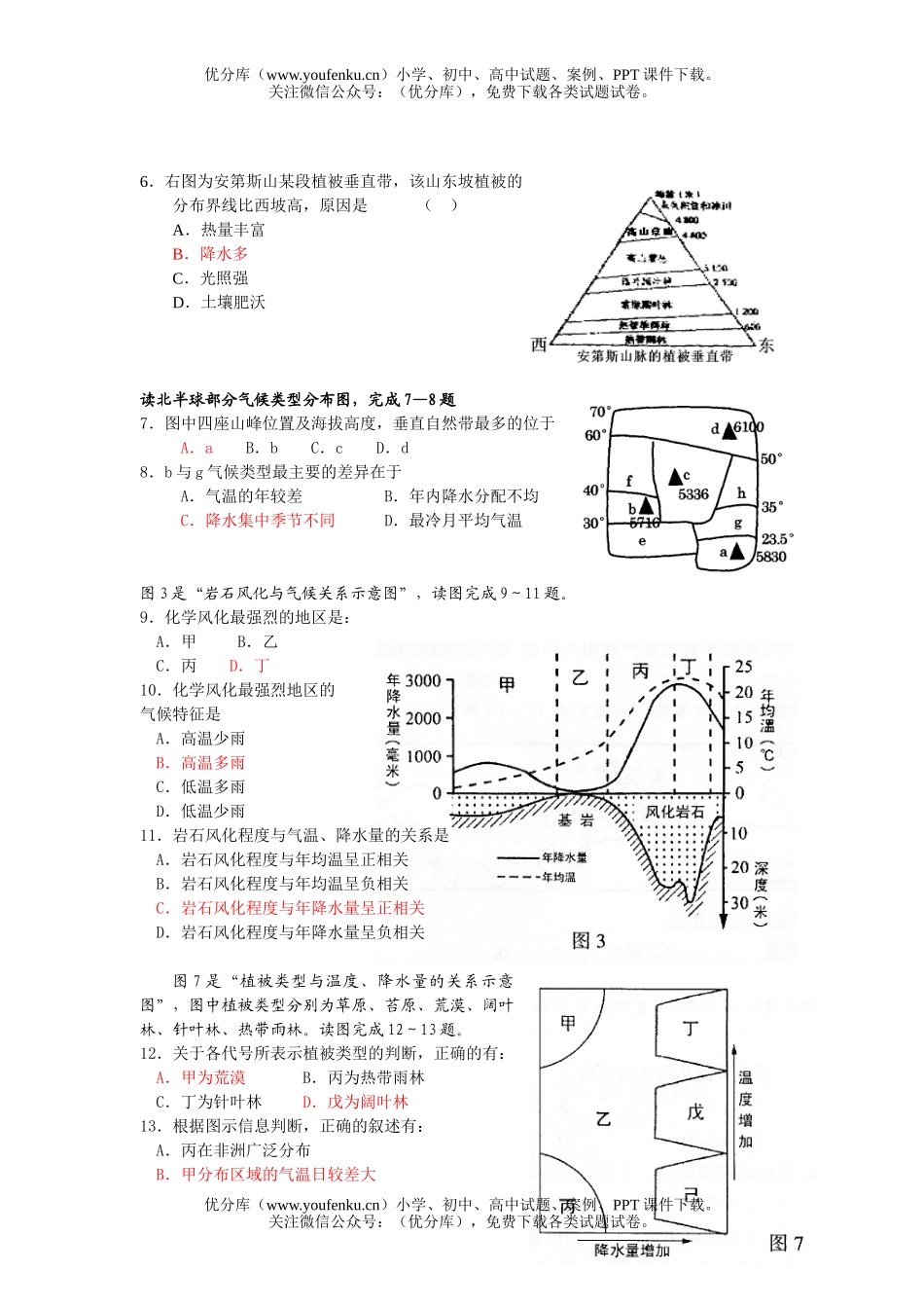 高中三年级地理自然环境的整体性与差试卷_第2页