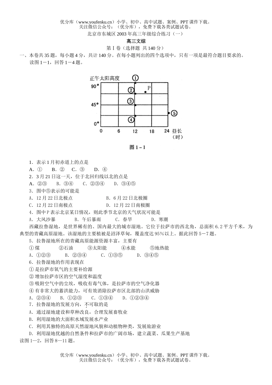高中三年级政治高综合练习试卷_第1页