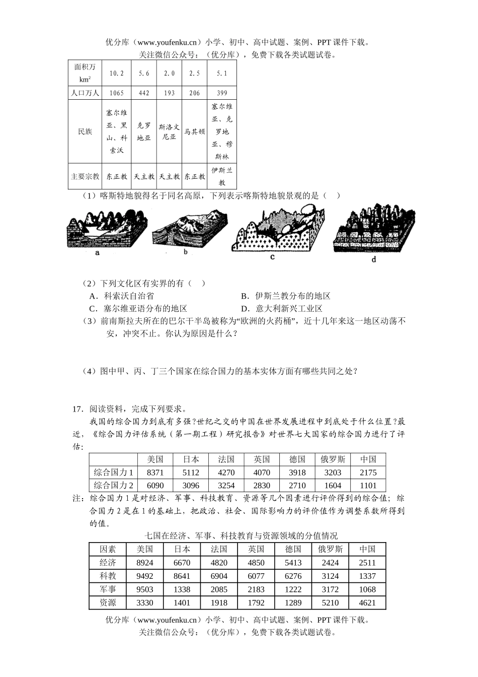 高中三年级地理暑假练习题试卷_第2页