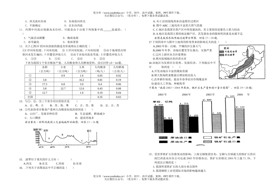 高中三年级地理高上学期考试卷_第2页