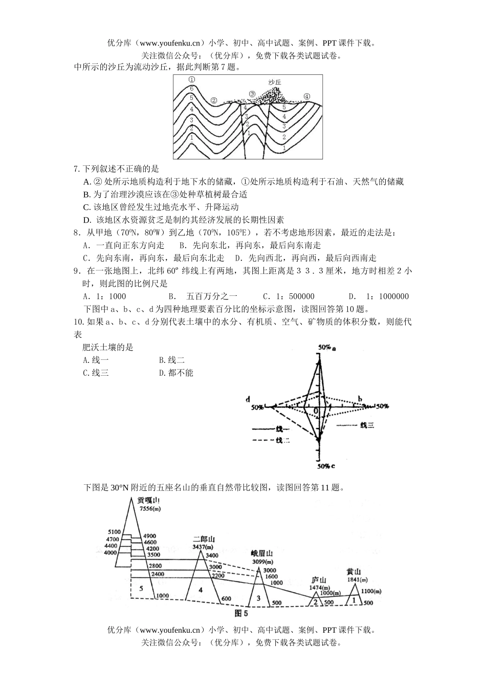 高中三年级地理文科综合试卷_第2页