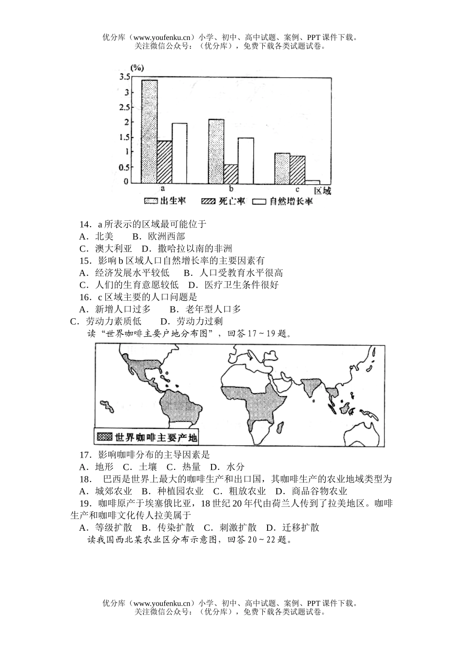 高中三年级地理毕业班摸底测试卷_第2页