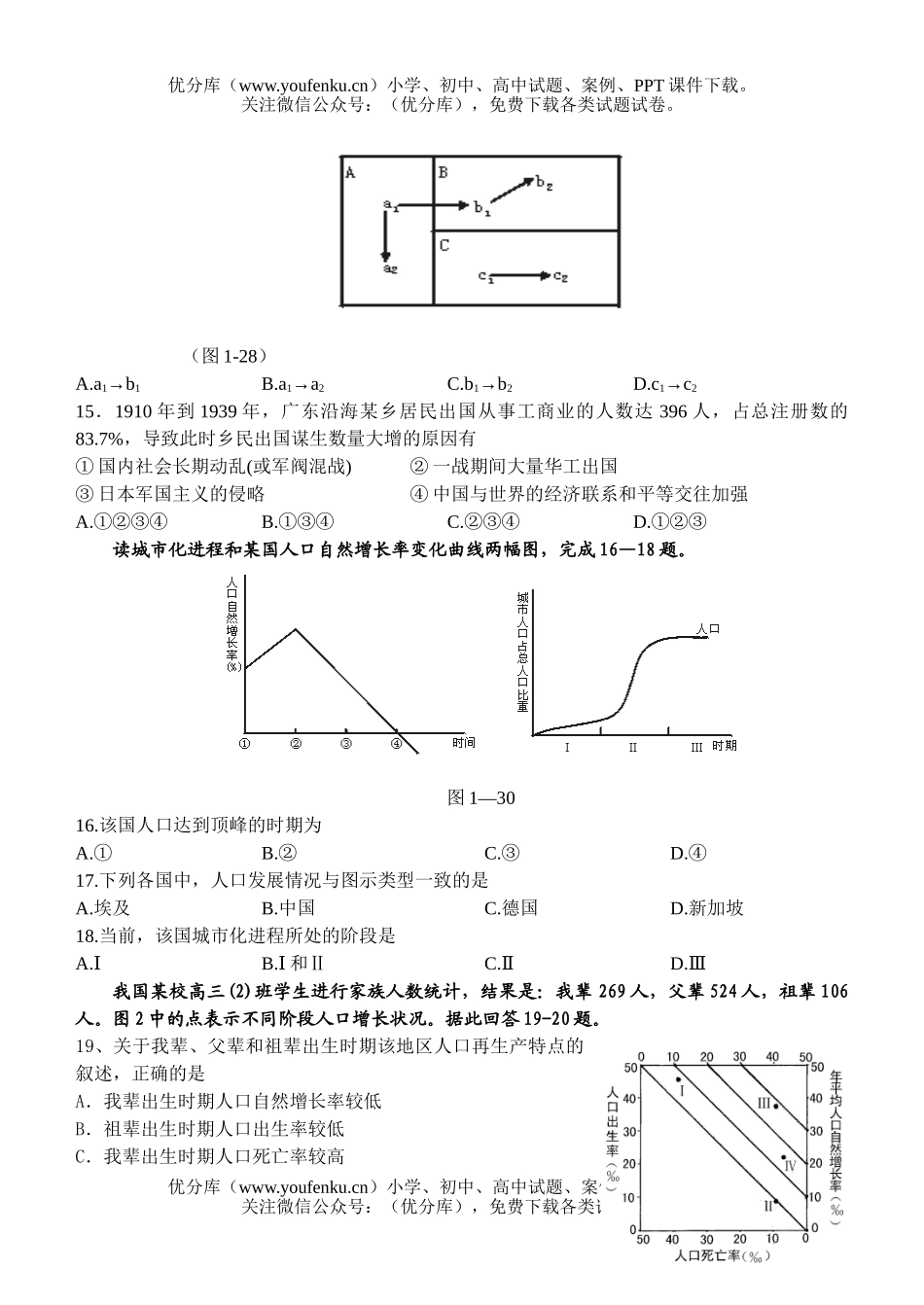 高中三年级地理必修练习题试卷_第3页