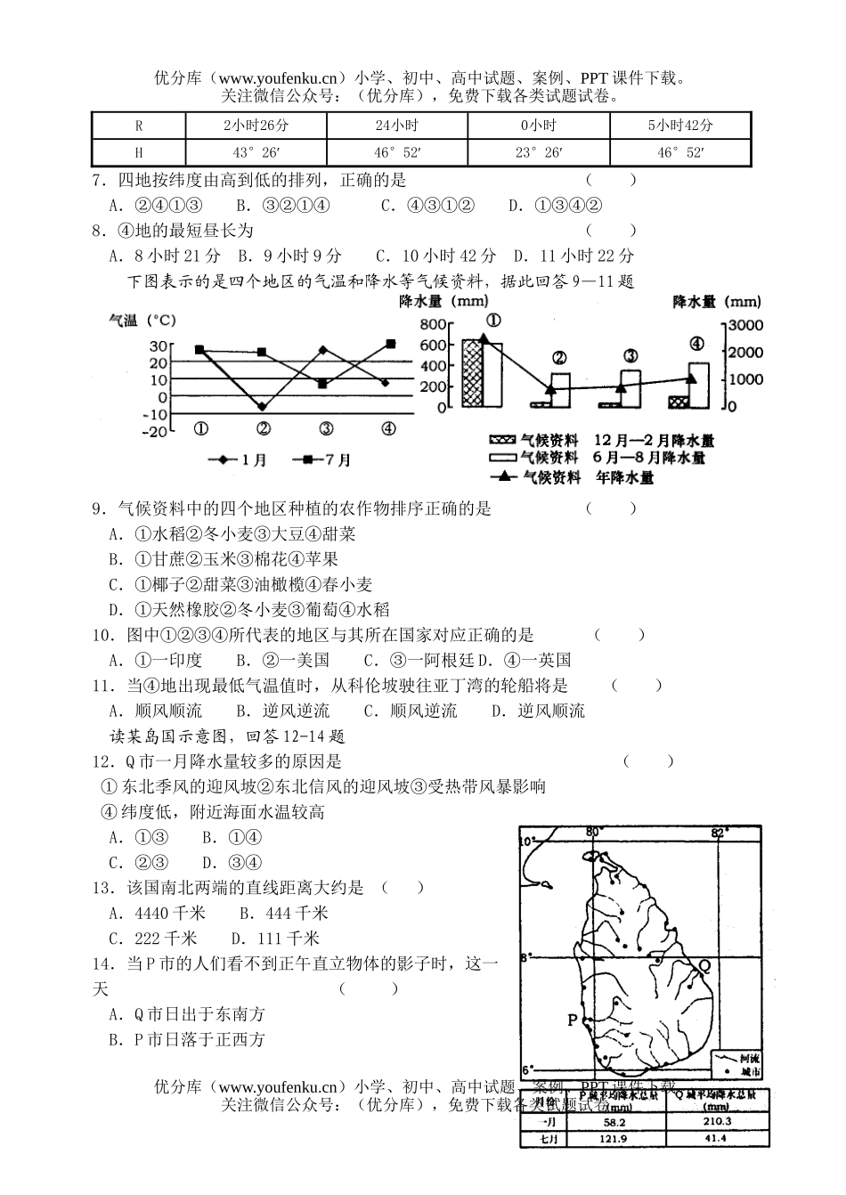 高中三年级地理第一学期期中试卷_第2页