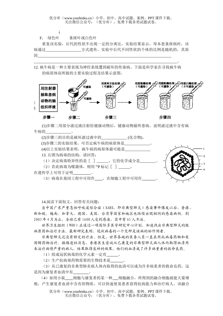 高中三年级生物综合试卷_第3页