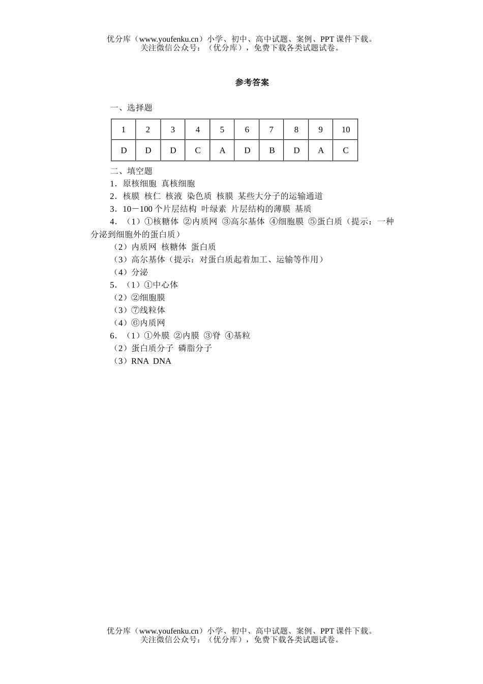 高中三年级生物细胞的结构和功能知能强化训练试卷_第3页