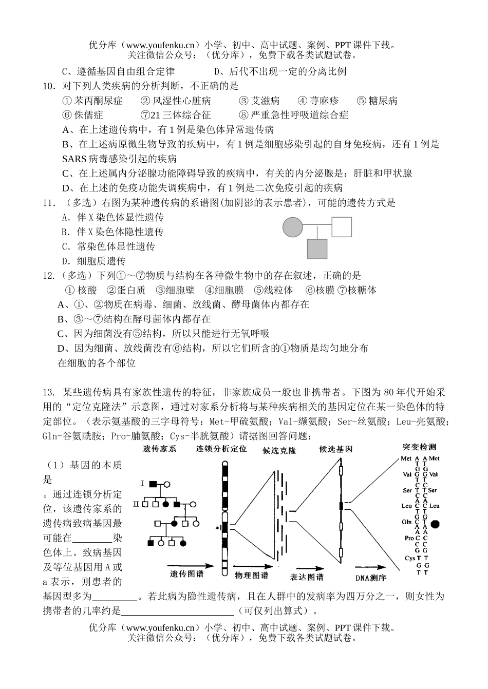 高中三年级生物限时训练一(选修第一二章)试卷_第2页