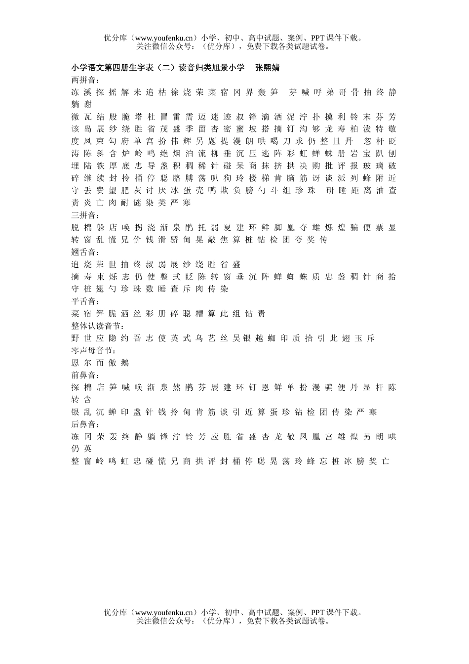 小学二年级语文人教版第四册生字表2试卷_第1页