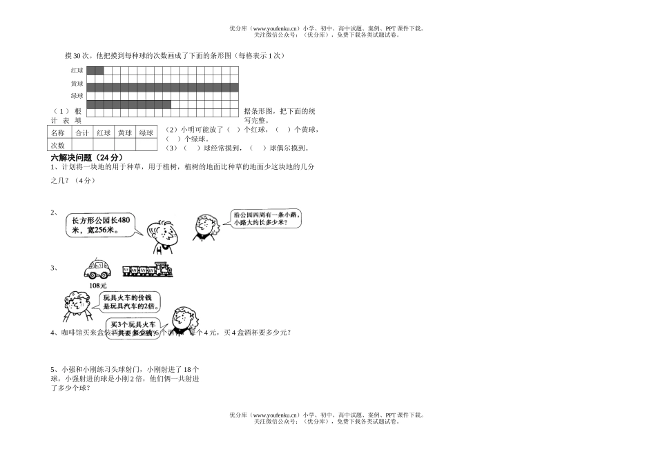 小学三年级数学第一学期期末试卷_第2页