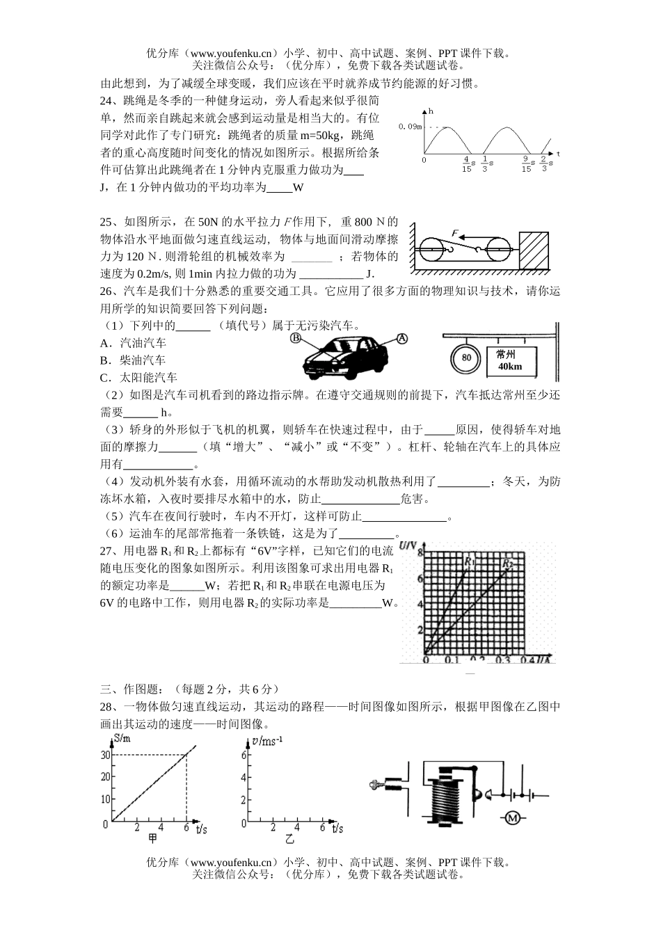 初中物理中考二模试卷_第3页