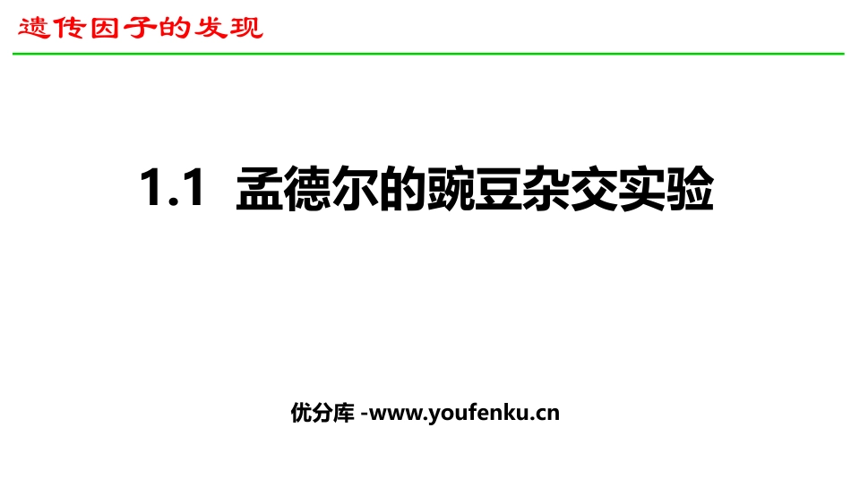 《孟德尔的豌豆杂交实验(一)》遗传因子的发现PPT课件_第1页