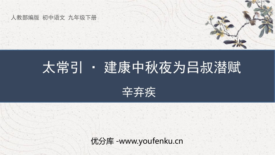 《太常引·建康中秋夜为吕叔潜赋》PPT免费课件[部编版九年级语文]_第1页