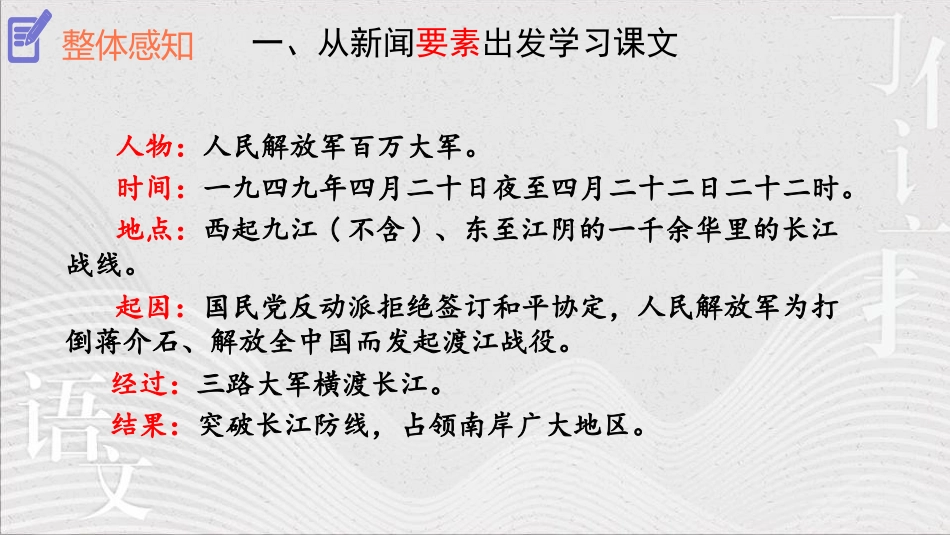 《人民解放军百万大军横渡长江》PPT免费课件[部编版八年级语文]_第3页