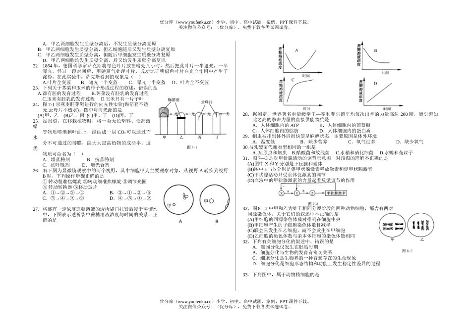 高中二年级生物高12月份月考试卷_第2页