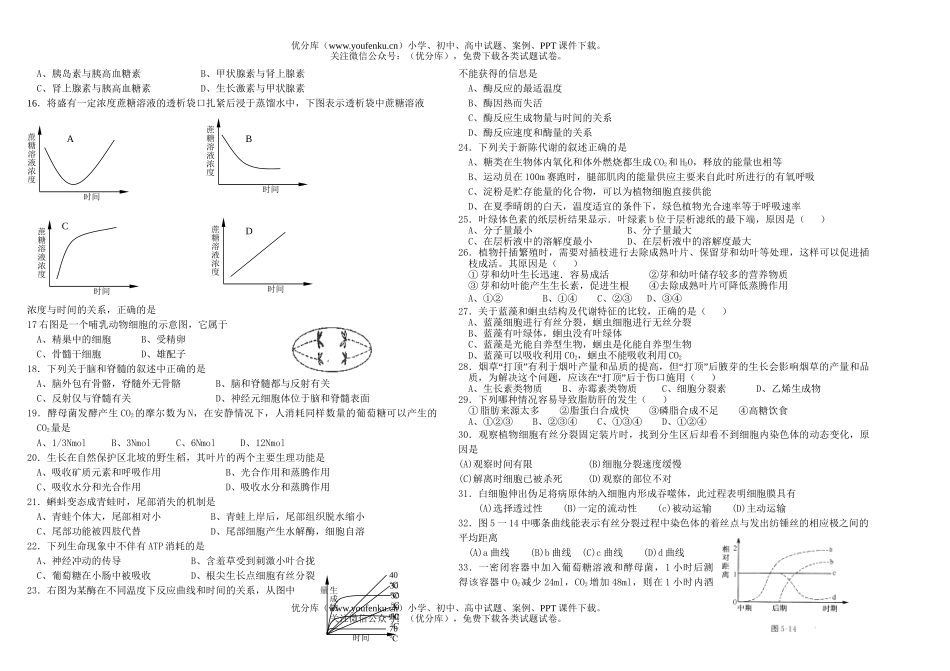 高中二年级生物上学期第三次月考试卷_第2页