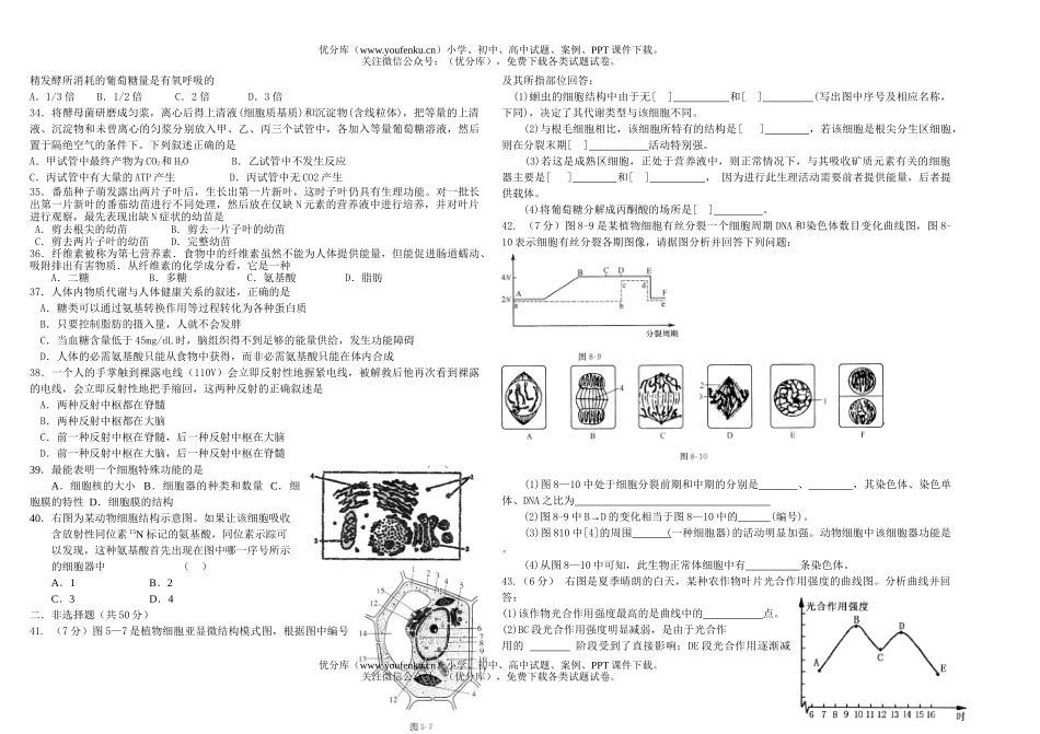 高中二年级生物上学期第三次月考试卷_第3页