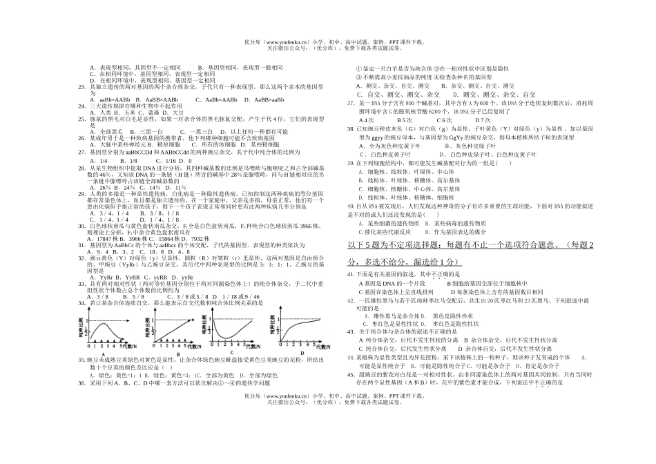 高中二年级生物下学期第一次阶段考试卷_第2页