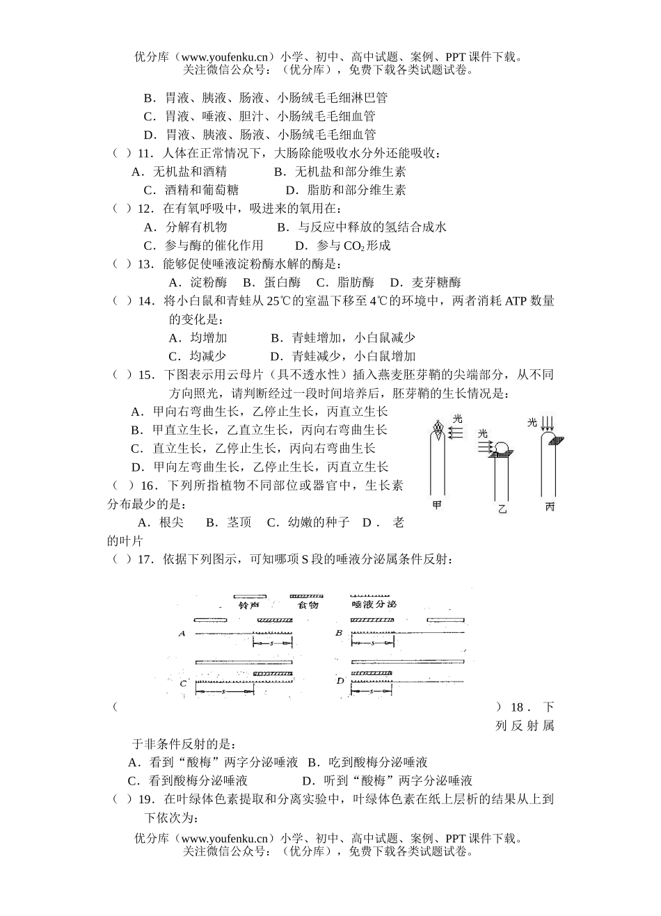 高中二年级生物上学期阶段测验题试卷_第2页