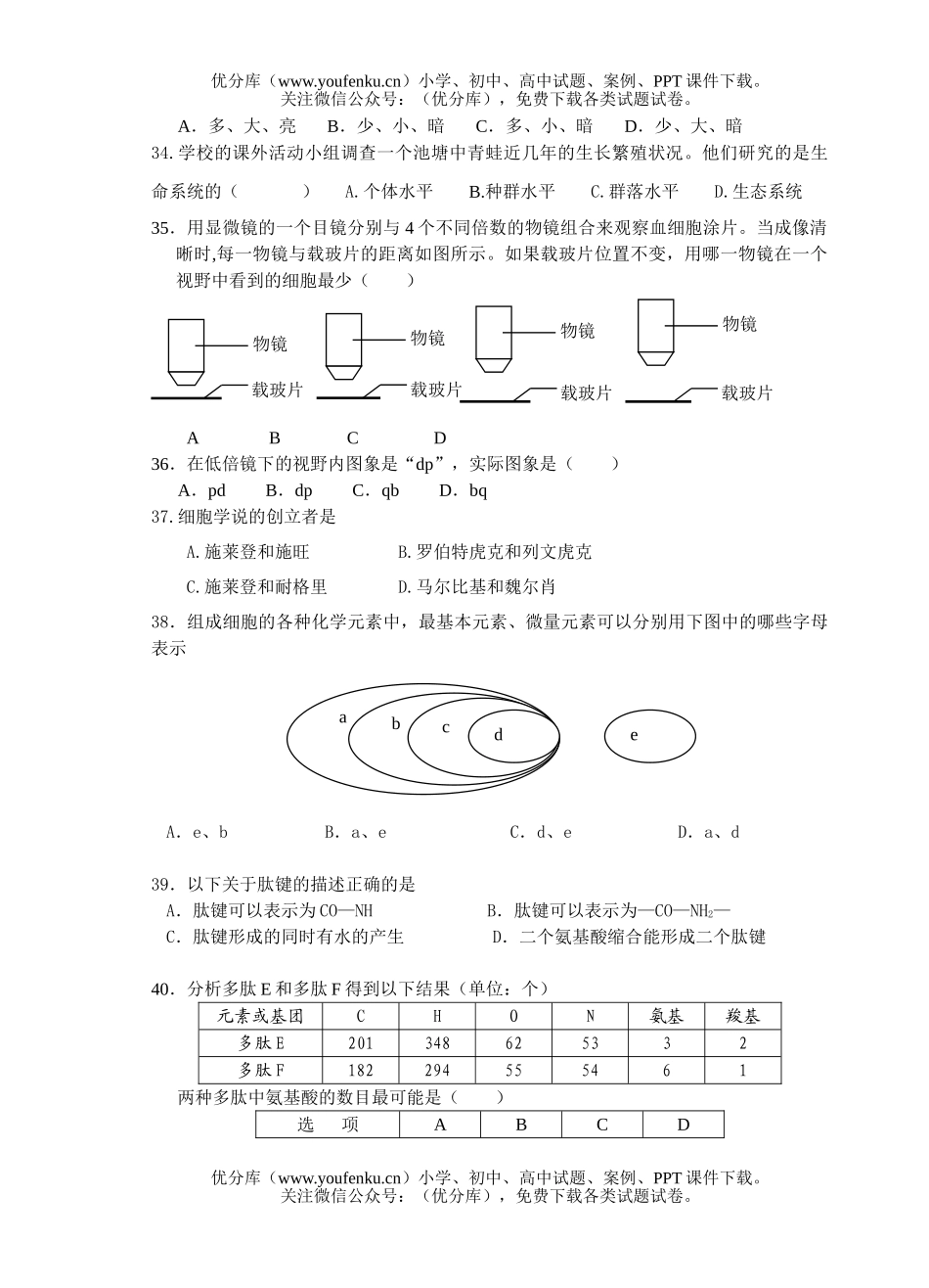 高中二年级生物第1-2章月考试卷_第3页
