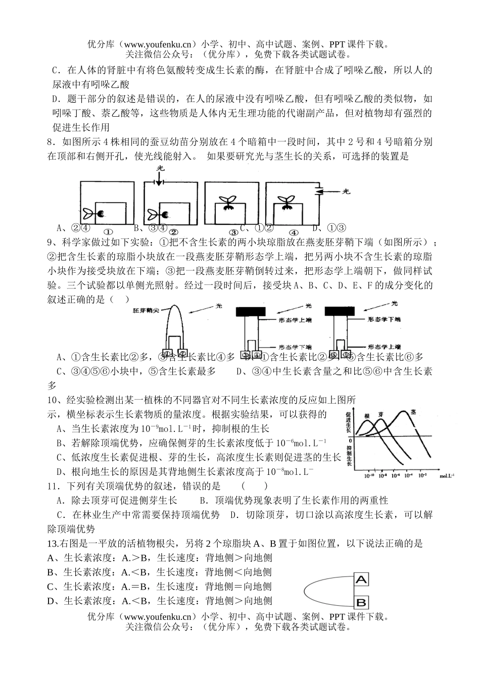 高中二年级生物上学期期终复习练习4试卷_第2页