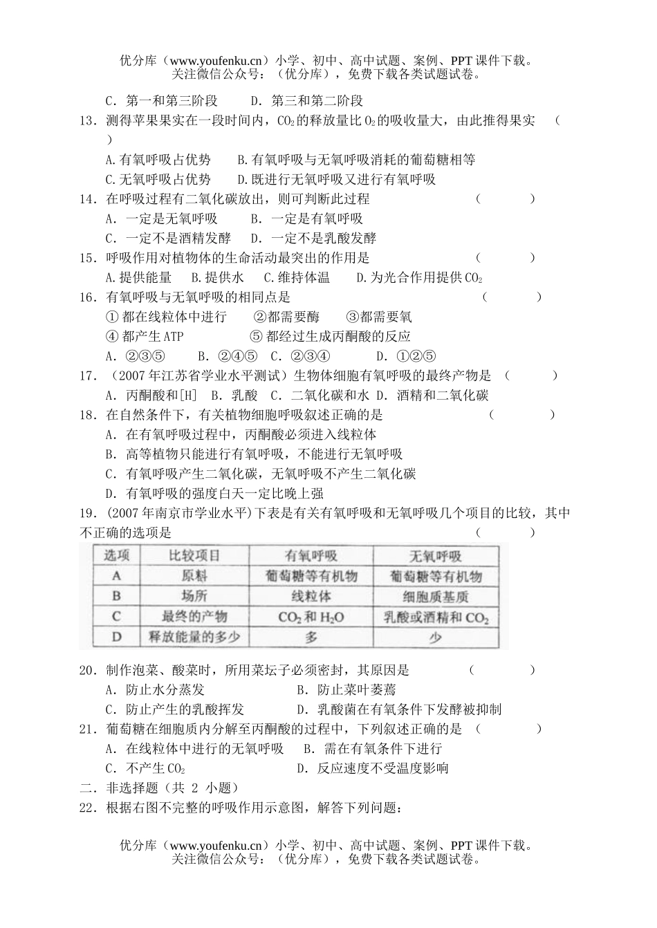 高中二年级生物必修复习1试卷_第3页