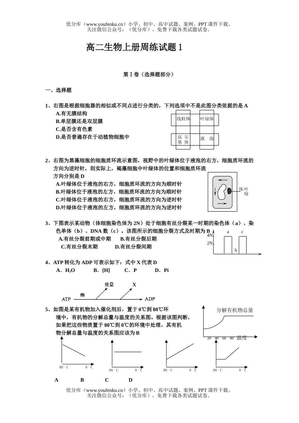 高中二年级生物上册周练1试卷_第1页