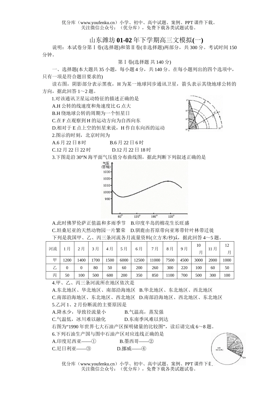 高中三年级语文下学期文模拟(一)试卷_第1页