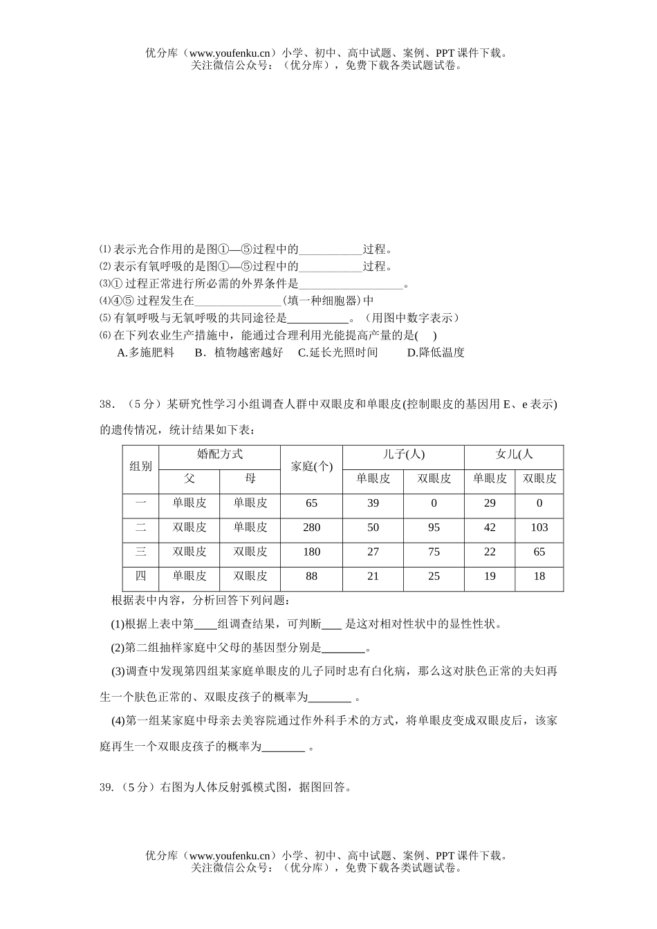 高中二年级生物学业水平测试最后冲刺试卷_第3页