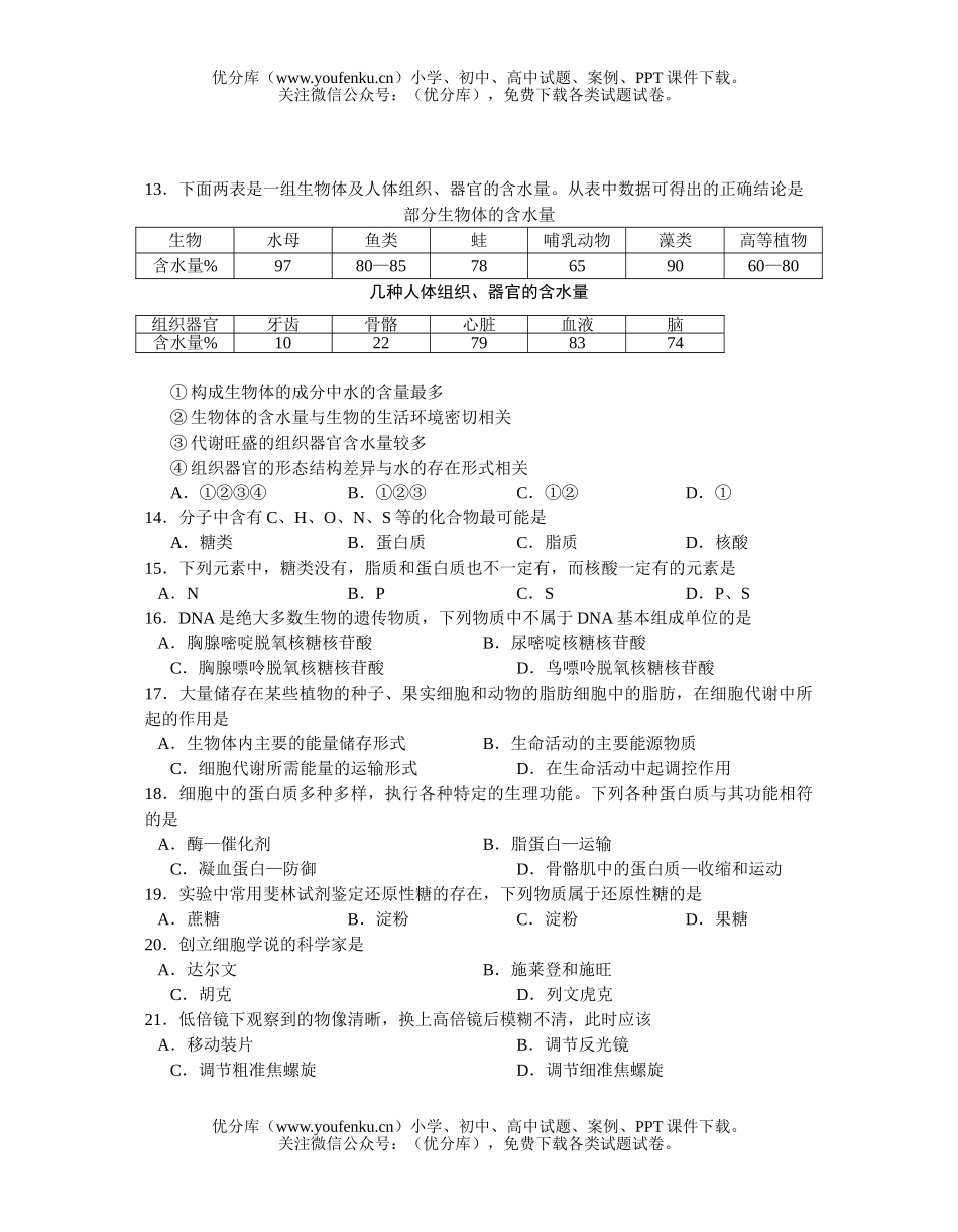 高中二年级生物学业水平模拟练习试卷_第2页