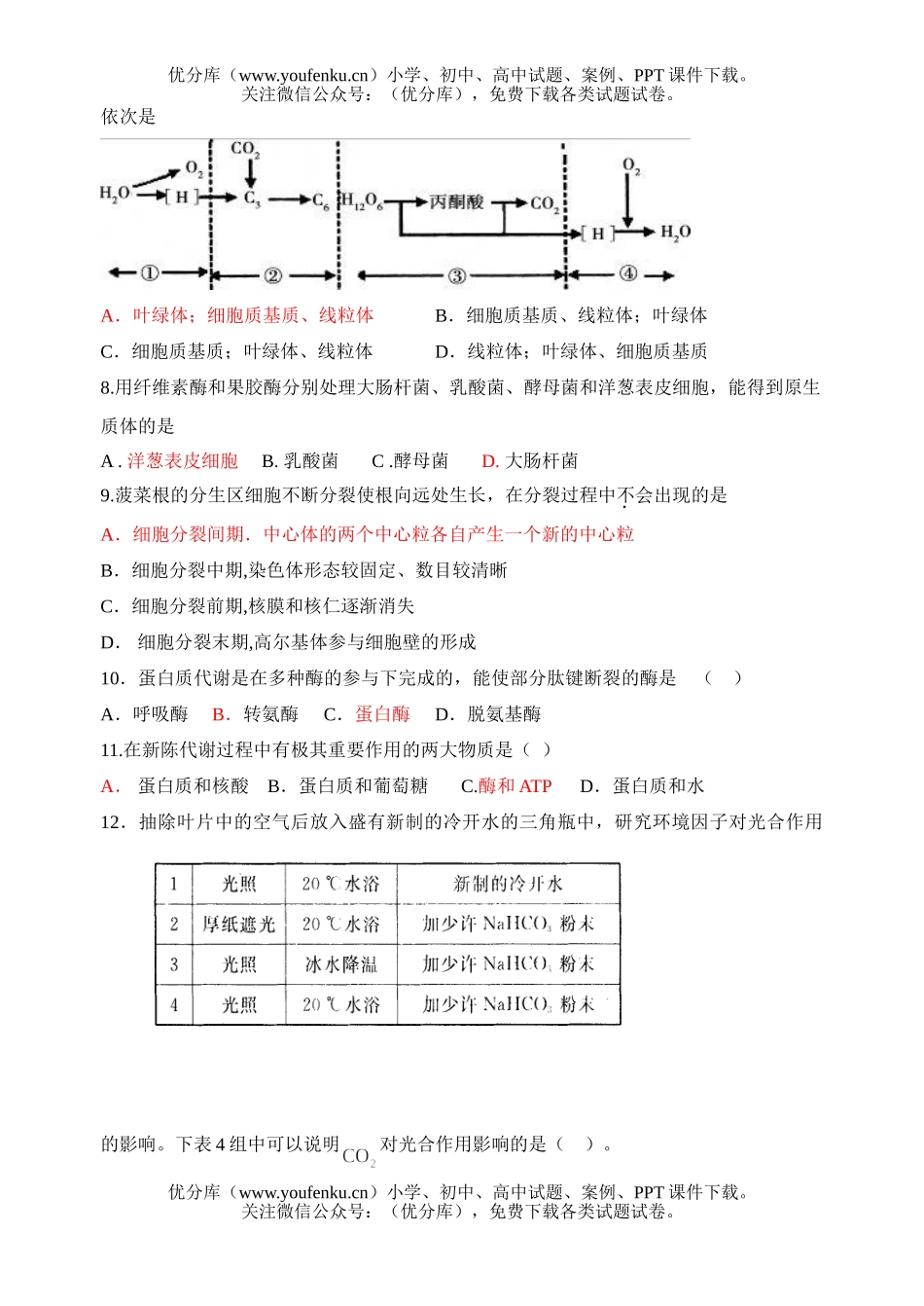 高中二年级生物上期12月考试卷_第2页