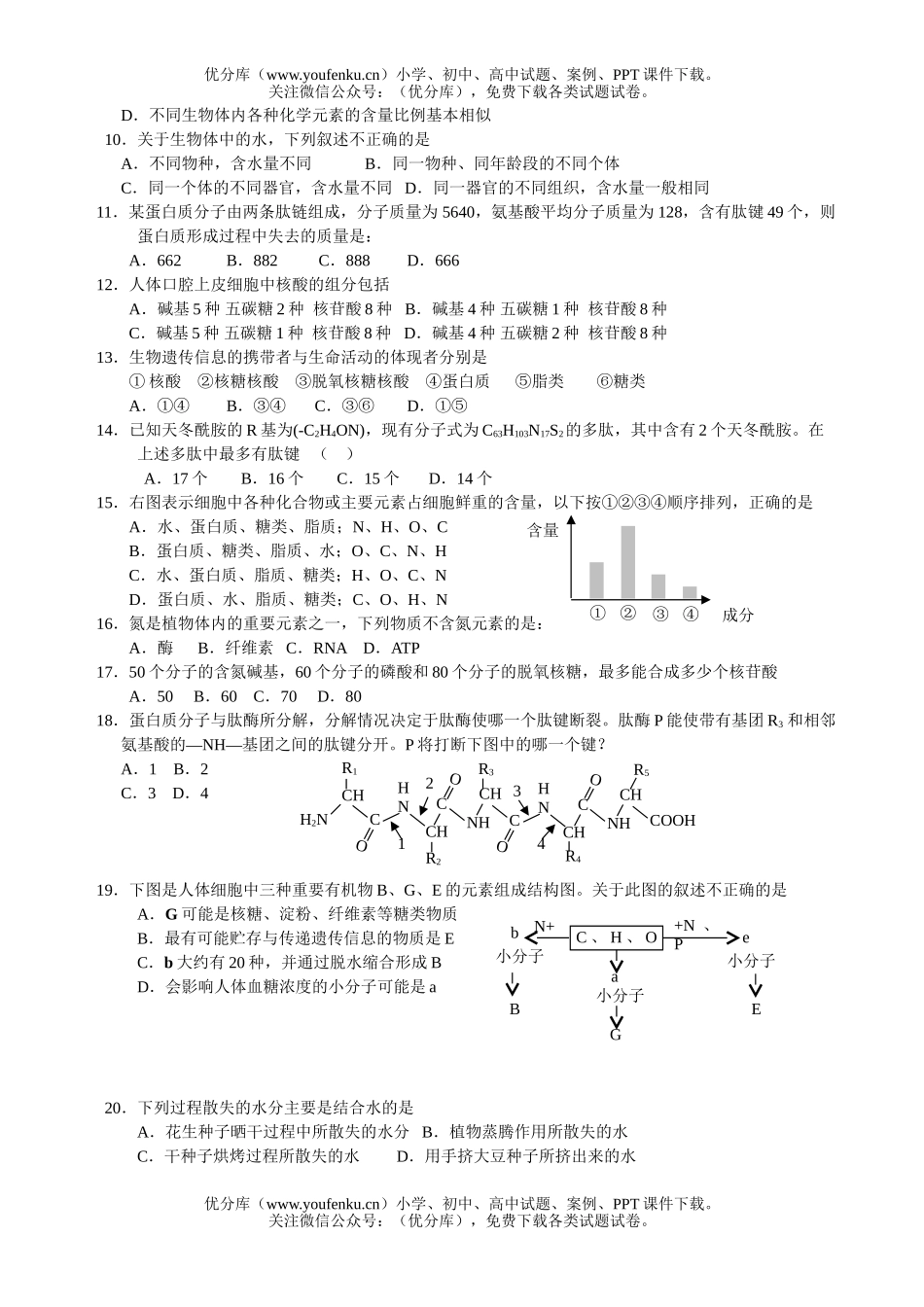 高中二年级生物班下学期学月测试卷_第2页