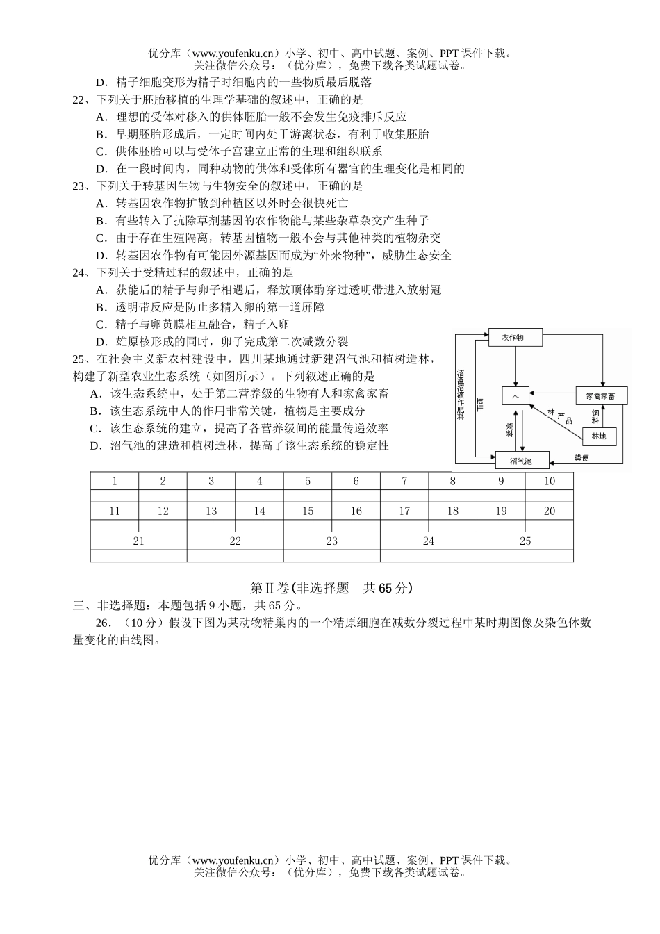 高中二年级生物下学期期中测试卷_第3页