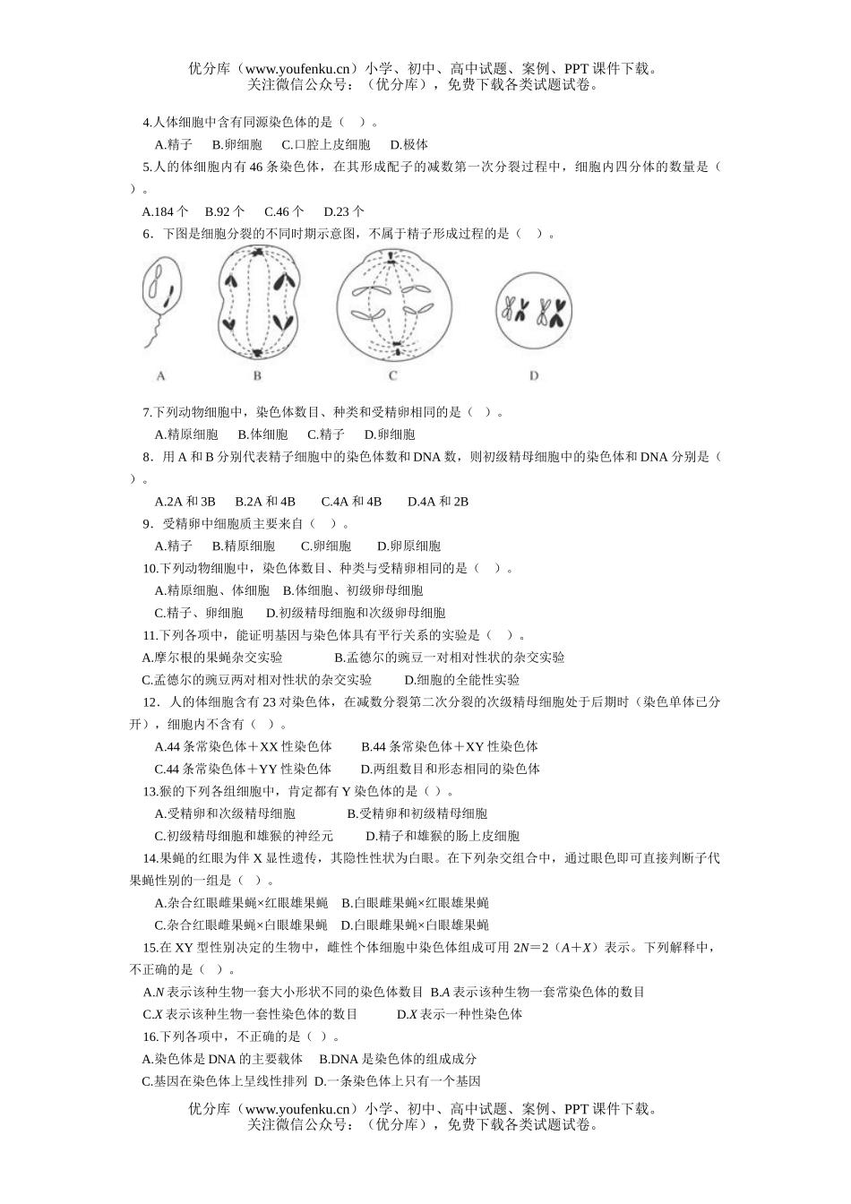 高中二年级生物遗传与进化全册总复习试卷_第2页