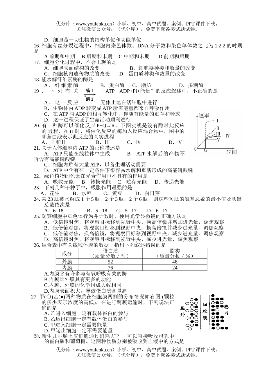 高中二年级生物高第一学期期中1试卷_第2页