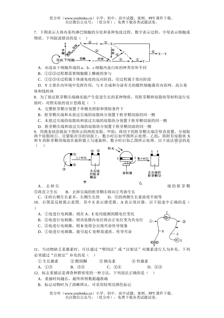 高中二年级生物08级下学期第二次阶段性测试卷_第2页